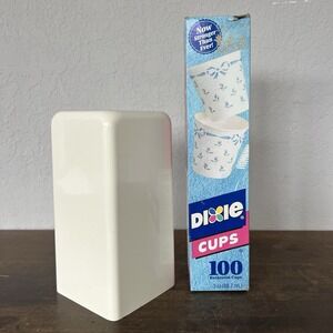 Vintage Dixie Bathroom Cup Pop Up Dispenser Holder for 3 oz Cups & Tea Rose Cups